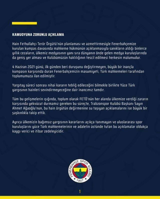 Ahmet Ağaoğlu'nun, '2010-11'de şike yapılmıştır' ifadesine F.Bahçe'den çok sert yanıt geldi Ahmet Ağaoğlu'nun, '2010-11'de şike yapılmıştır' ifadesine F.Bahçe'den çok sert yanıt geldi