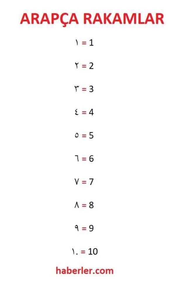 Arapça Sayılar nelerdir? Arapça sayıların okunuşu ve yazılışı nasıldır? 1'den 10'a kadar Arapça Sayılar
