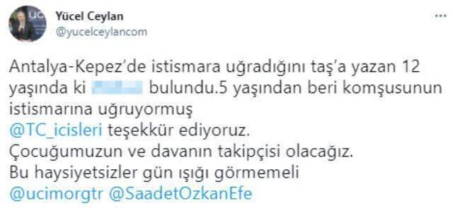 Her satırı iğrenç! Taşa yazılan 'Tecavüz ediliyorum' yazısı gerçek çıktı Her satırı iğrenç! Taşa yazılan 'Tecavüz ediliyorum' yazısı gerçek çıktı