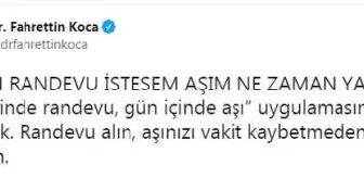 Sağlık Bakanlığı: Bakan Koca: 'Gün içinde randevu, gün içinde aşı' uygulamasını başlattık Sağlık Bakanlığı: Bakan Koca: 'Gün içinde randevu, gün içinde aşı' uygulamasını başlattık