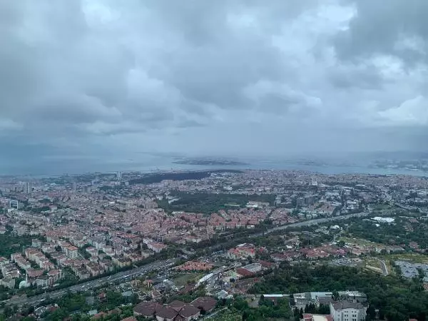 ÇAMLICA KULESİ'NDEN İSTANBUL'UN ÜSTÜNDEKİ GÜNEŞ VE KARA BULUTLAR