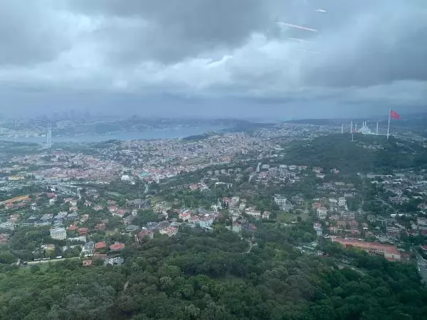 ÇAMLICA KULESİ'NDEN İSTANBUL'UN ÜSTÜNDEKİ GÜNEŞ VE KARA BULUTLAR