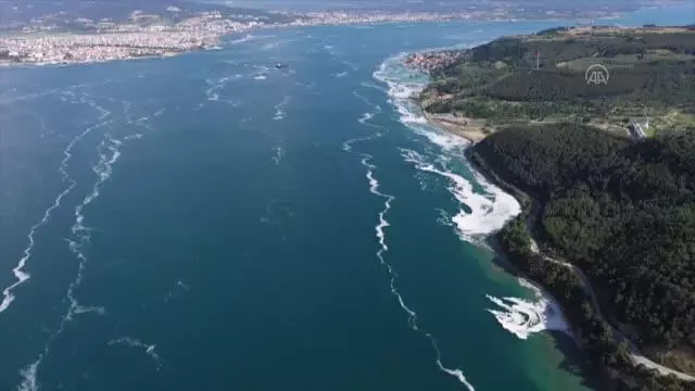ÇANAKKALE - Tarihi Gelibolu Yarımadası sahillerindeki müsilaj yoğunluğu havadan görüntülendi