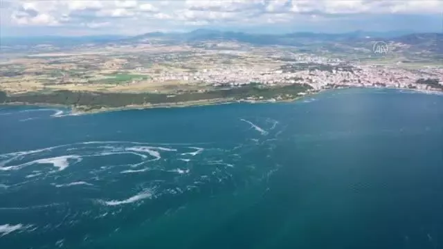 ÇANAKKALE - Tarihi Gelibolu Yarımadası sahillerindeki müsilaj yoğunluğu havadan görüntülendi