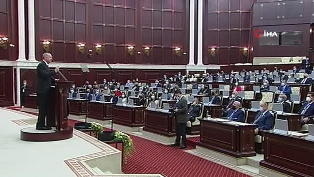 Son Dakika | Cumhurbaşkanı Recep Tayyip Erdoğan, Azerbaycan Milli Meclisi'nde yaptığı konuşmada, 'Zalimin zulmünün ebedi olmadığı, bir gün mutlaka hakkın,...