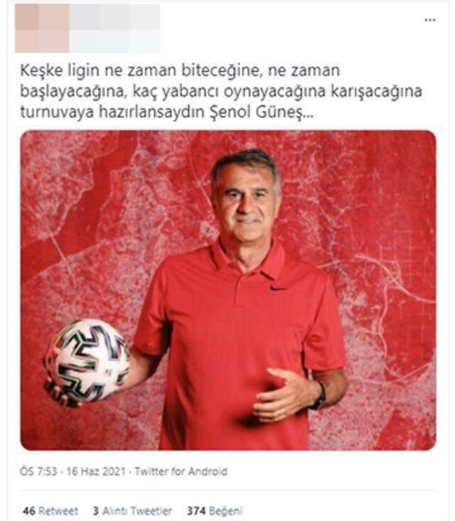 Milli Takım Teknik Direktörü Şenol Güneş'e sosyal medyada tepki yağıyor Milli Takım Teknik Direktörü Şenol Güneş'e sosyal medyada tepki yağıyor