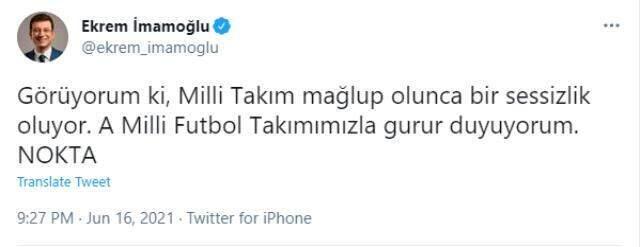 Milli takım yenildi, Ekrem İmamoğlu ima dolu paylaşımda bulundu Milli takım yenildi, Ekrem İmamoğlu ima dolu paylaşımda bulundu