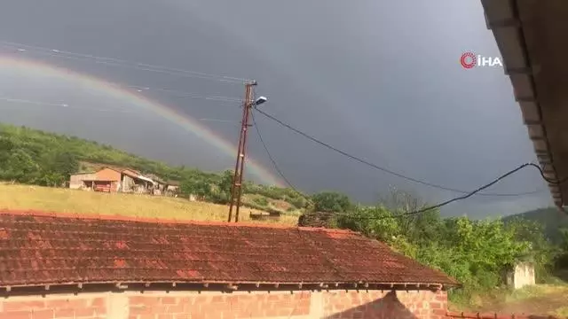 Çanakkale'de çifte gökkuşağı manzarası