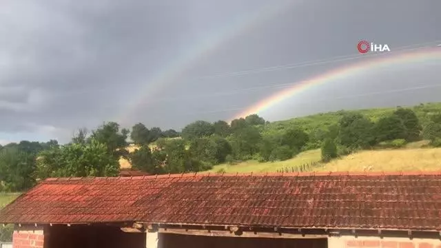 Çanakkale'de çifte gökkuşağı manzarası