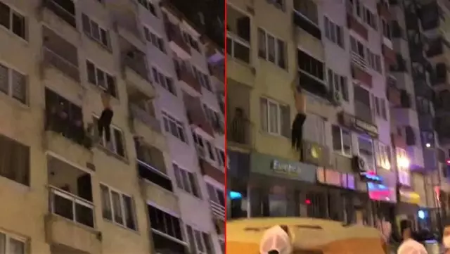 Meraklı kalabalık nefesini tutup izledi, kendisini 4. katın balkonundan boşluğa bıraktı Meraklı kalabalık nefesini tutup izledi, kendisini 4. katın balkonundan boşluğa bıraktı