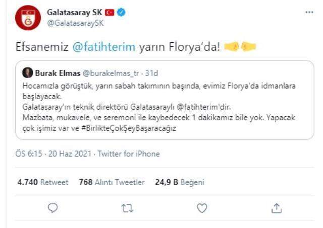 Son Dakika: Galatasaray'ın yeni Başkanı Burak Elmas: Fatih Terim yarın görevinin başında olacak