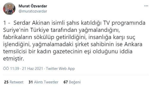 Hande Fırat ve eşinden gazeteci Serdar Akinan'ın Suriye'nin yağmalanmasına yönelik iddialarına yanıt Hande Fırat ve eşinden gazeteci Serdar Akinan'ın Suriye'nin yağmalanmasına yönelik iddialarına yanıt