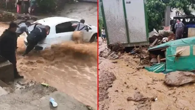 Ödemiş'te sağanak hayatı felç etti! Dere ve çaylar taştı, araçlar sürüklendi Ödemiş'te sağanak hayatı felç etti! Dere ve çaylar taştı, araçlar sürüklendi