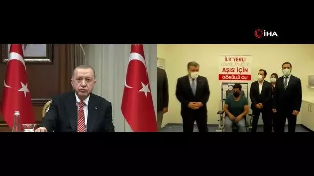 Cumhurbaşkanı Erdoğan, 'Yerli aşının üçüncü fazının ilk doz uygulaması'na videokonferans yöntemiyle katıldı