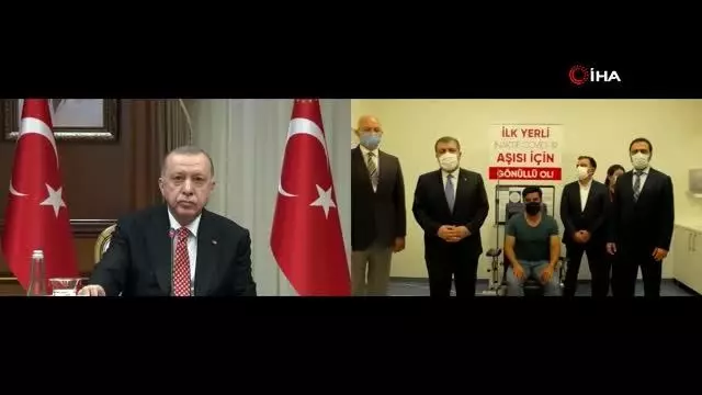 Cumhurbaşkanı Erdoğan, 'Yerli aşının üçüncü fazının ilk doz uygulaması'na videokonferans yöntemiyle katıldı