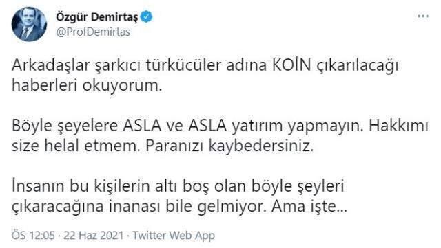 Ekonomist Özgür Demirtaş'tan kendi coin'ini çıkarmaya hazırlanan Emrah'a sert tepki