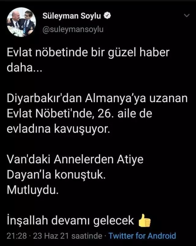 Bir evlat nöbeti daha sonuç verdi