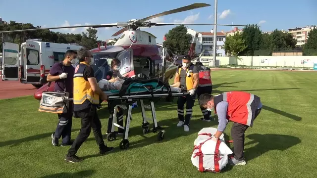 Buhar kazanın borusu patlaması sonucu yaralanan işçi hava ambulansıyla İstanbul'a götürüldü