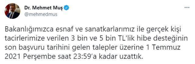 Son Dakika! Esnafa hibe desteğinde başvuru süresi 1 Temmuz'a kadar uzatıldı Son Dakika! Esnafa hibe desteğinde başvuru süresi 1 Temmuz'a kadar uzatıldı