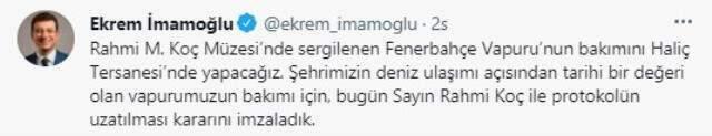 İmamoğlu ile Rahmi Koç imzaları attı! Fenerbahçe Vapuru'nun bakımını yine İBB yapacak İmamoğlu ile Rahmi Koç imzaları attı! Fenerbahçe Vapuru'nun bakımını yine İBB yapacak