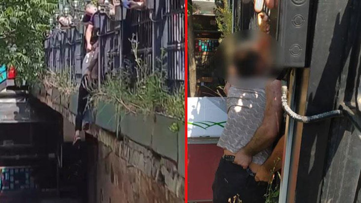 Vatandaşlarla polis seferber oldu! Köprüden atlamak üzere olan genci böyle kurtardılar