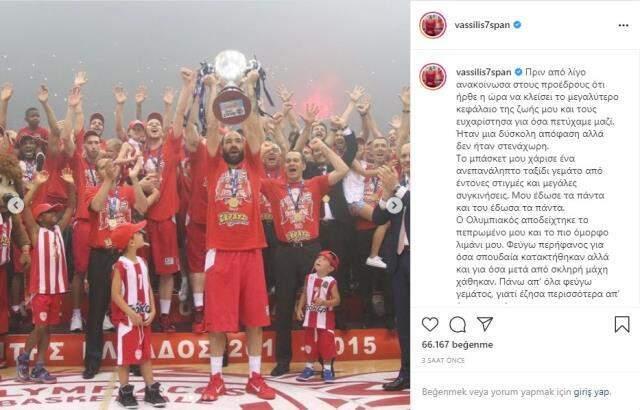 Avrupa ve Yunan basketbolunun efsane ismi Vasillis Spanoulis emekli oldu Avrupa ve Yunan basketbolunun efsane ismi Vasillis Spanoulis emekli oldu