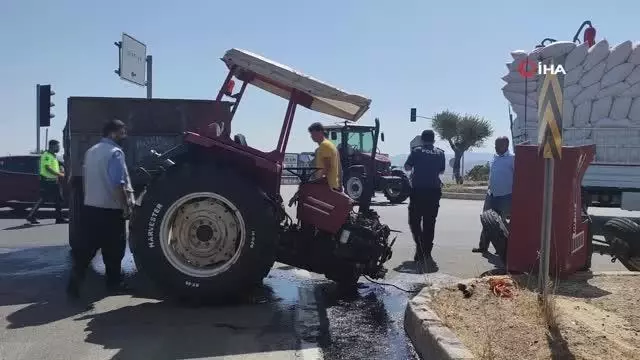 Son dakika... Traktörün ikiye ayrıldığı kaza güvenlik kamerasına yansıdı
