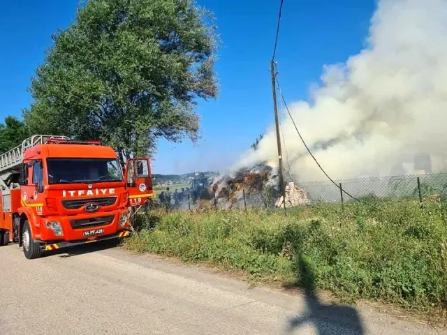 Son dakika haberleri | Depoda çıkan yangında 700 saman balyası kül oldu