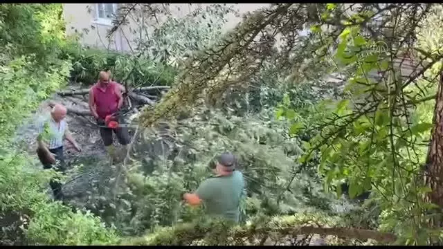 Kuvvetli sağanağın ardından temizlik çalışması başlatıldı