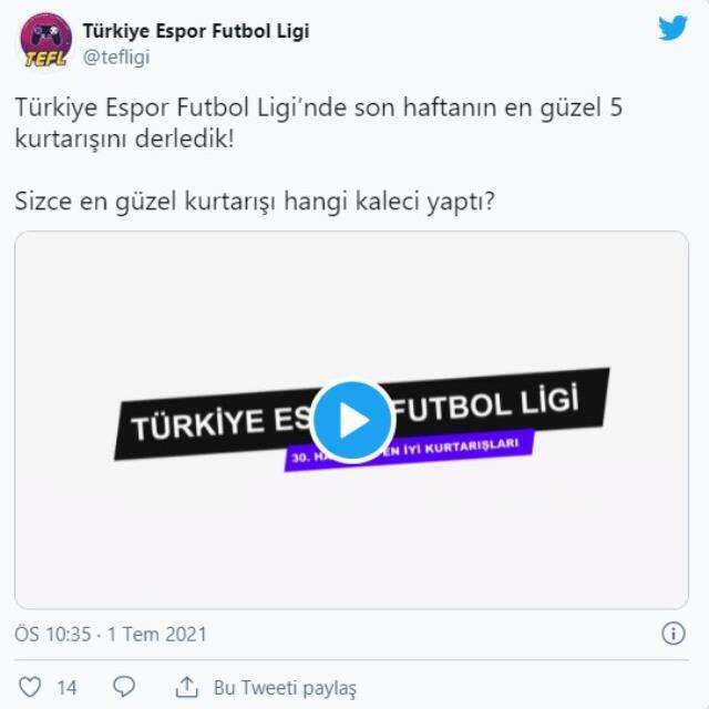 Türkiye Espor Futbol Ligi'nde 30. haftanın en güzel golleri ve kurtarışları paylaşıldı!