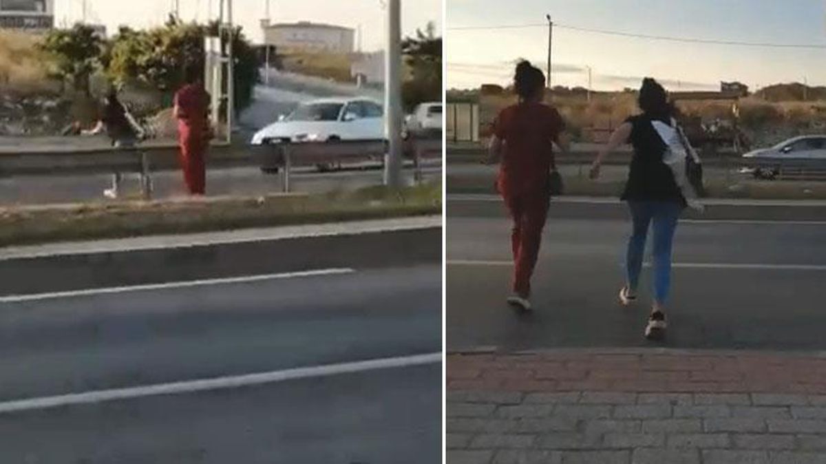 Arkadaşının uyarısına rağmen üst geçidi kullanmayan hemşireye otomobil çarptı! O anlar kamerada