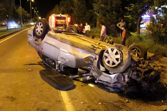 Nevşehir'de otomobil ağaçlara çarpan otomobil takla attı