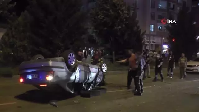 Nevşehir'de otomobil ağaçlara çarpan otomobil takla attı