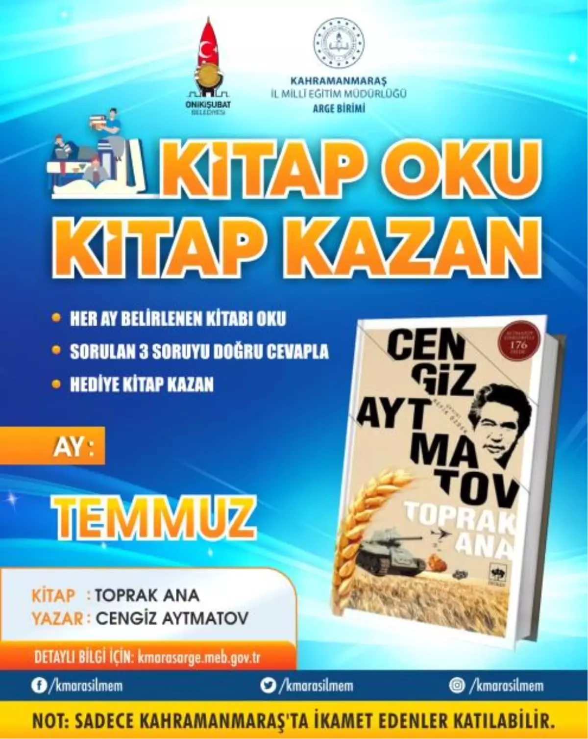 Onikişubat Belediyesi'nden 'Kitap Oku Kitap Kazan' Etkinliği