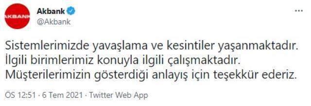 Akbank mobil çöktü mü? Akbank mobil çöktü mü? Akbank sorun ...