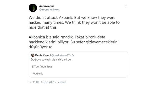 Anonymous'tan Akbank iddialarına yanıt: Biz saldırmadık ama birçok defa hacklendiklerini biliyoruz