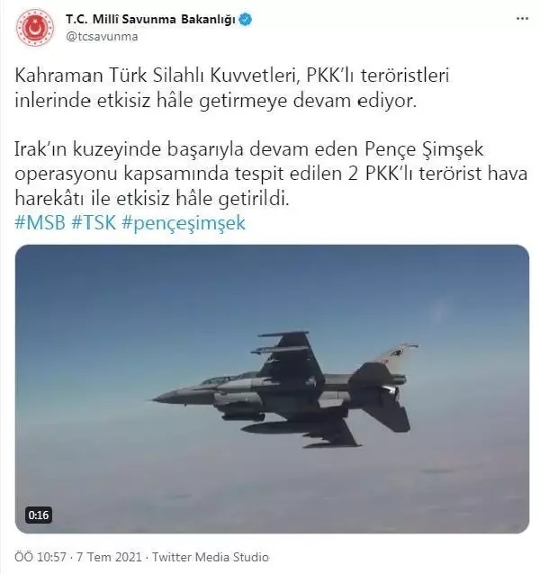 Son dakika haberleri! Irak'ın kuzeyinde Pençe Şimşek operasyonunda 2 PKK'lı terörist hava harekatı ile etkisiz hale getirildi