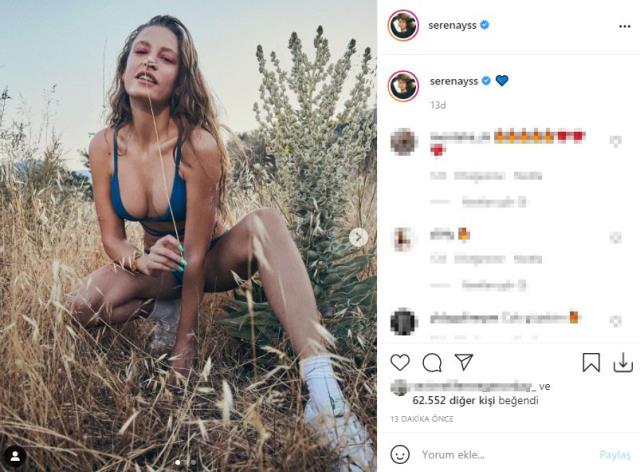 Serenay Sarıkaya, peş peşe mavi bikinili pozlarını paylaştı