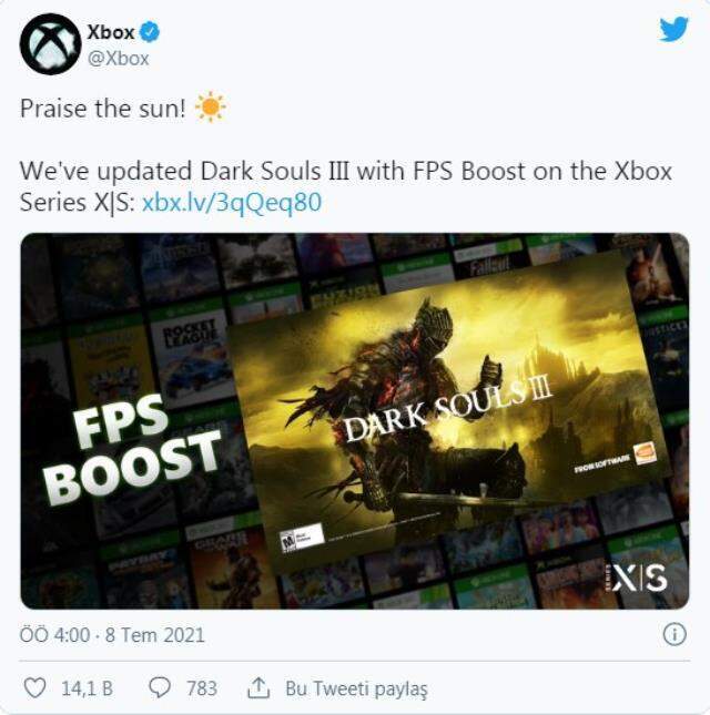 Dark Souls 3 artık Xbox Series X/S'de 60 FPS'de çalışıyor!