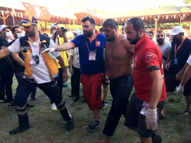 Kırkpınar'da korkutan anlar! Başpehlivan Recep Kara hastaneye kaldırıldı