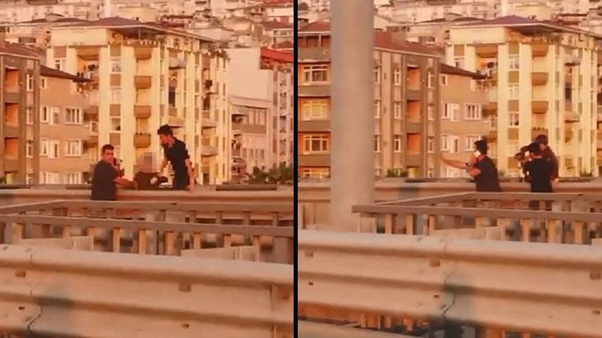 Viyadüğe çıkan Down sendromlu çocuk yürekleri ağza getirdi! Olay anı kamerada