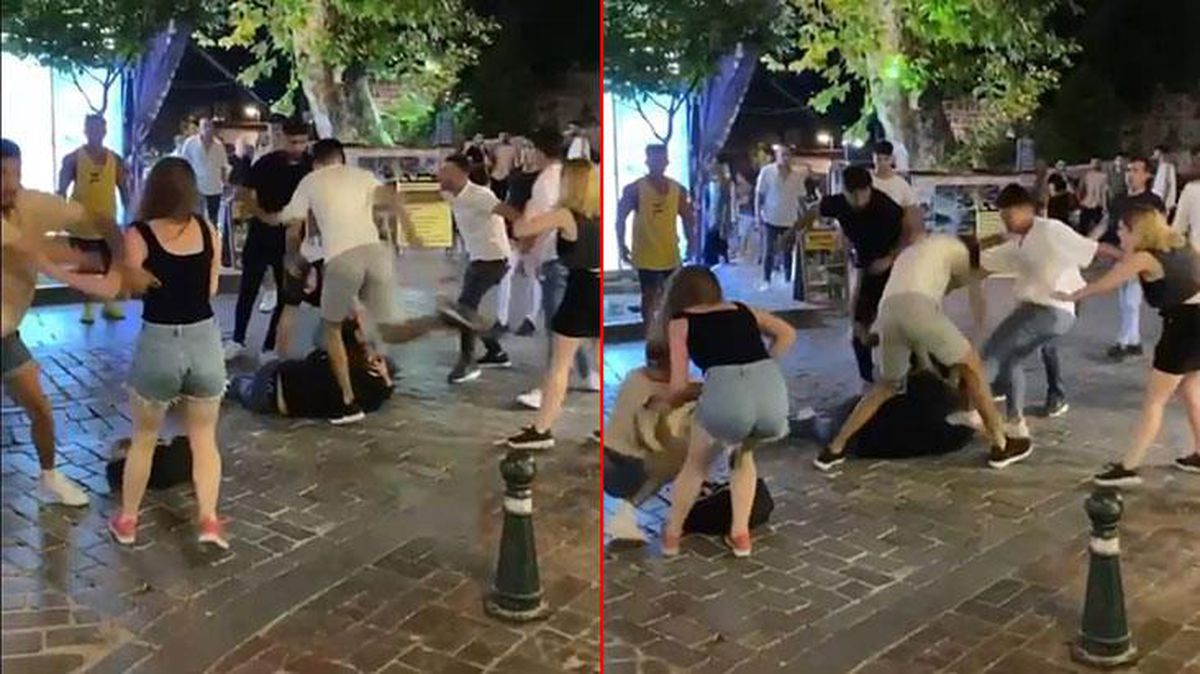 Yere yatırdıkları genci tekme ve yumruklarla dövdüler! Öfkeli grubun dehşet saçtığı anlar kamerada