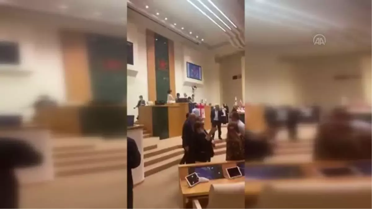 Gürcistan'da göstericilerin basın mensuplarını darbetmesi parlamentoda kavgaya neden oldu