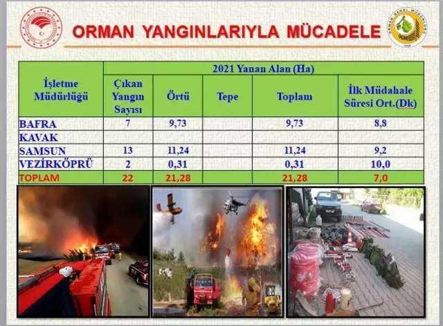 Samsun ormanlarında çıkan 22 yangında 21,28 ha örtü zarar gördü 4 Samsun ormanlarında çıkan 22 yangında 21,28 ha örtü zarar gördü