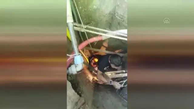 Su kuyusuna düşen yavru kedi kurtarıldı