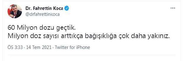 Aşılamada 60 milyon dozu geçtik