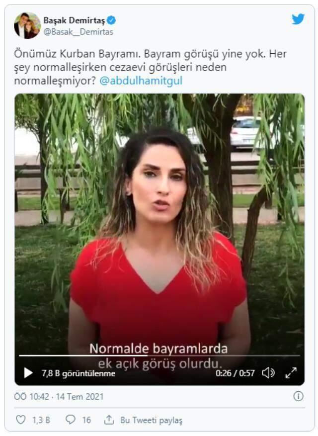 Başak Demirtaş, Adalet Bakanı Gül'e yayınladığı videoyla sordu: Cezaevlerinde bayram görüşü yapmanın kime ne zararı olabilir ki? Başak Demirtaş, Adalet Bakanı Gül'e yayınladığı videoyla sordu: Cezaevlerinde bayram görüşü yapmanın kime ne zararı olabilir ki?