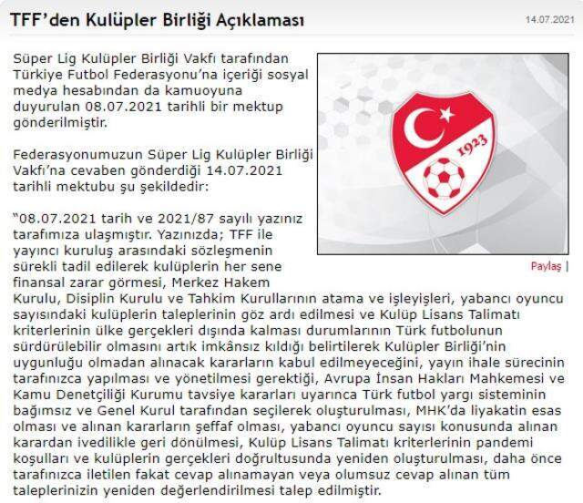 Kıyamet kopacak! TFF, uzun bir açıklamayla kulüplerin taleplerine ve iddialarına sert yanıt verdi