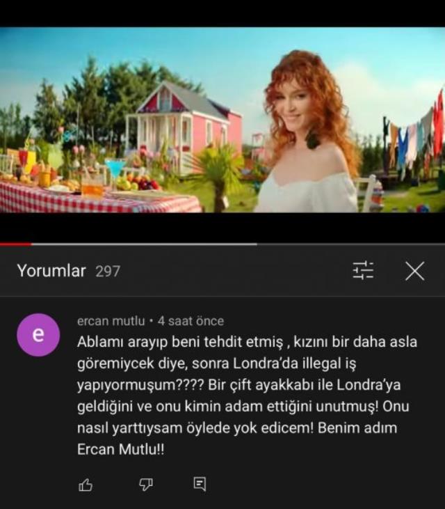 Youtube'de yeni çıkardığı şarkının altına yorum yaptı! Şarkıcı Gülden'e eski eşinden tehdit