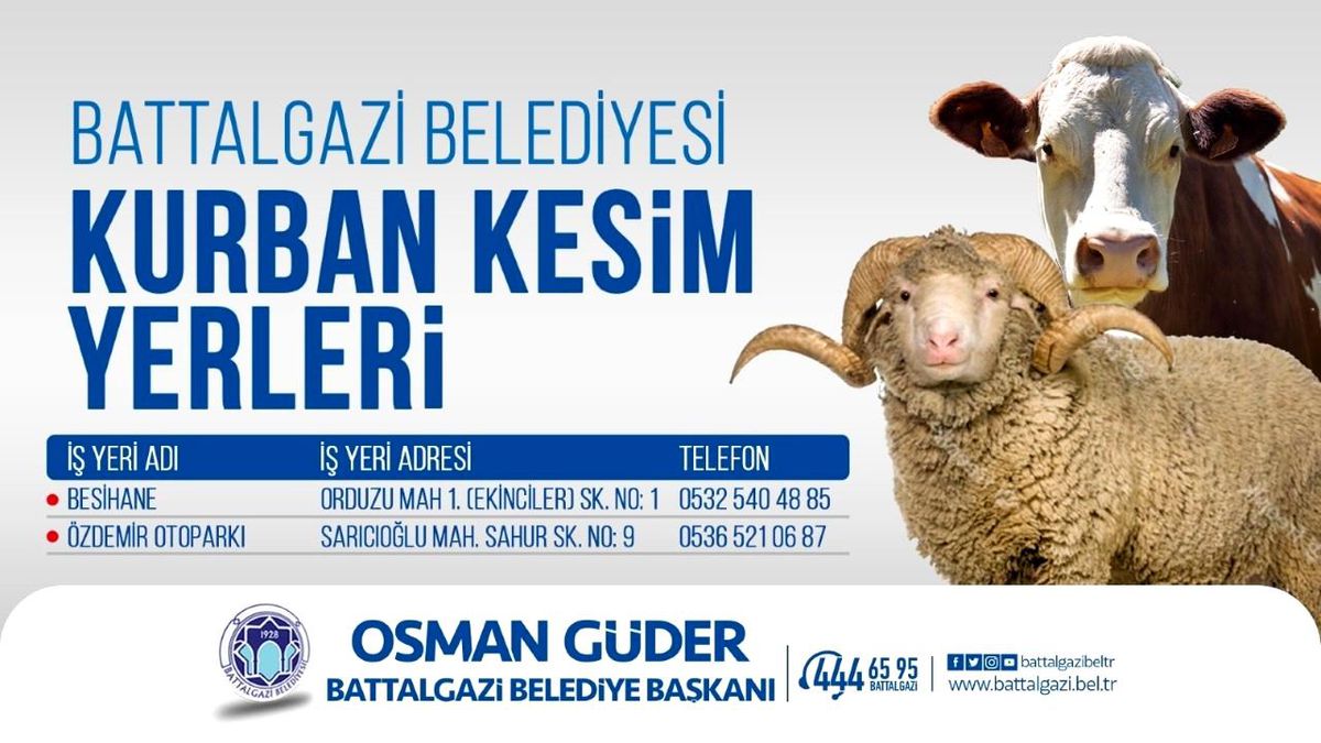 Malatya'nın Battalgazi ilçesinde kurban kesim yerleri belirlendi